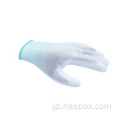 Hespax Nylon 13ゲージPUの指先の卸売手袋